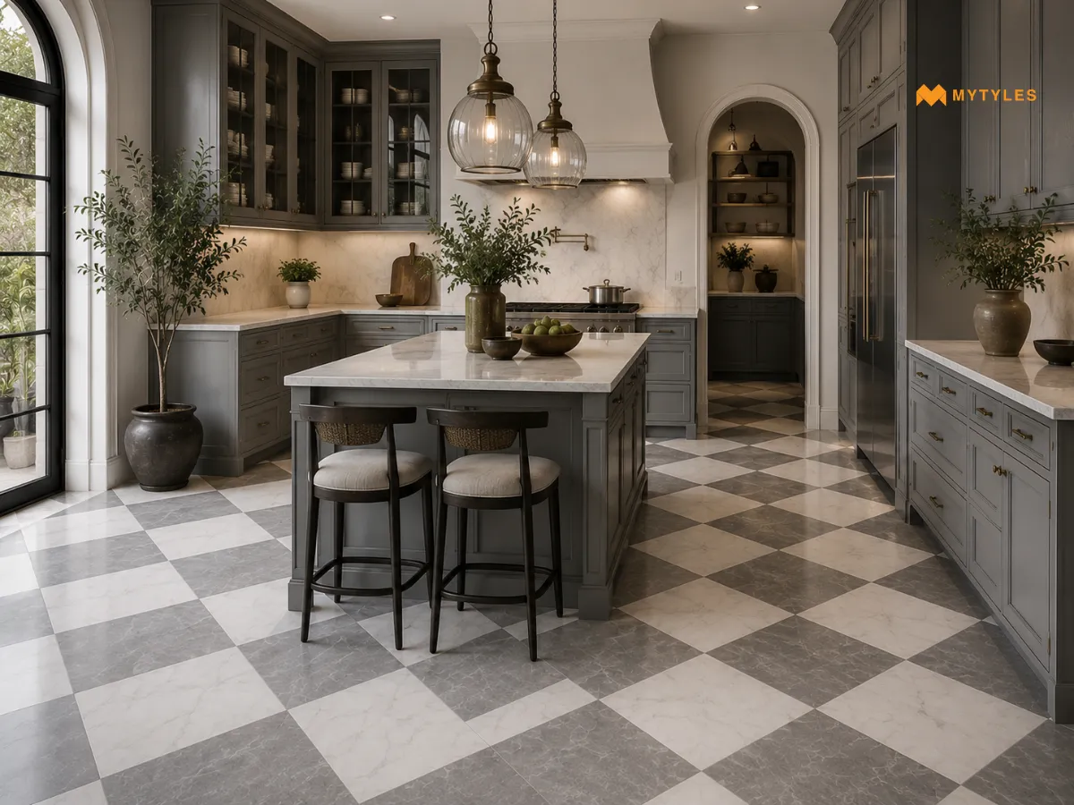 Grey and White Kitchen Floors